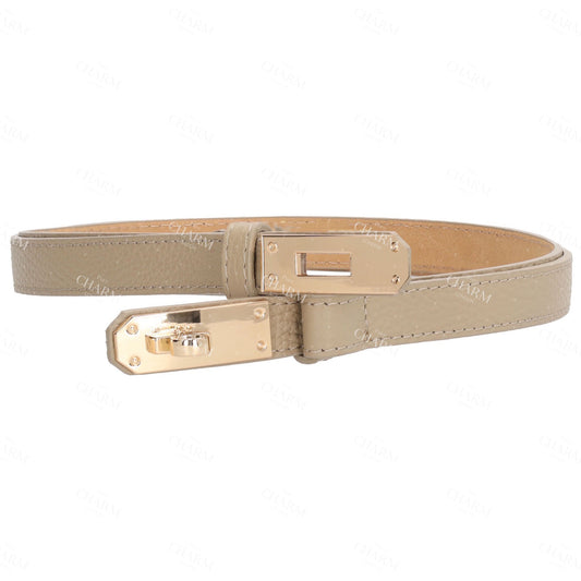 Ledergürtel 10mm in Taupe mit Goldschließe - leder-accessoires.com