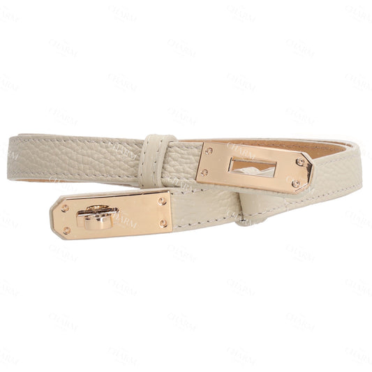 Ledergürtel 10mm in Beige mit Goldschließe - leder-accessoires.com
