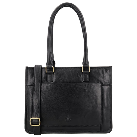 Schultertasche in Schwarz 21x30cm mit Reißverschluss - leder-accessoires.com