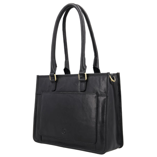 Schultertasche in Schwarz 21x30cm mit Reißverschluss - leder-accessoires.com