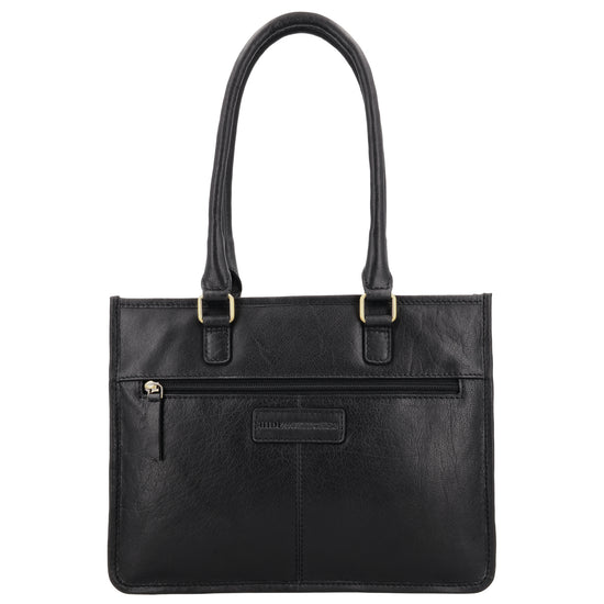 Schultertasche in Schwarz 21x30cm mit Reißverschluss - leder-accessoires.com