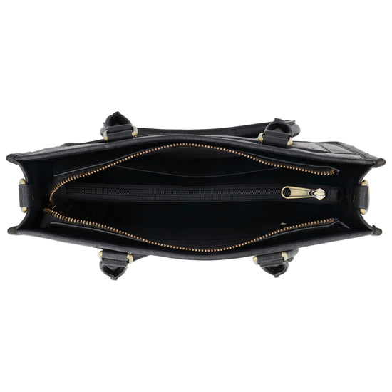 Schultertasche in Schwarz 21x30cm mit Reißverschluss - leder-accessoires.com