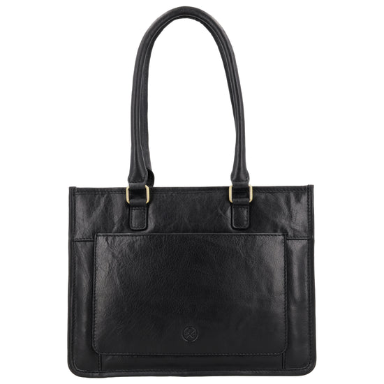 Schultertasche in Schwarz 21x30cm mit Reißverschluss - leder-accessoires.com
