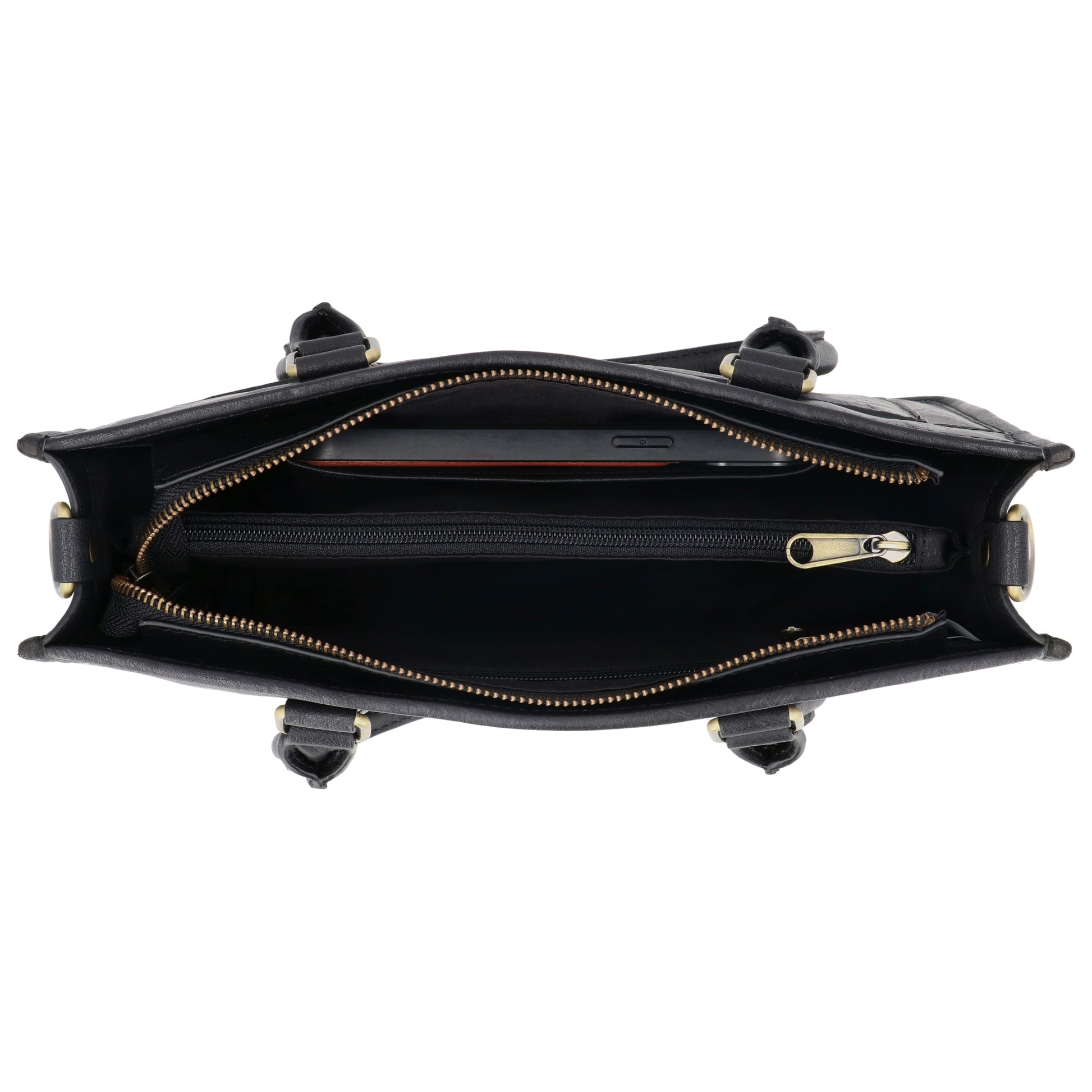 Schultertasche in Schwarz 21x30cm mit Reißverschluss - leder-accessoires.com