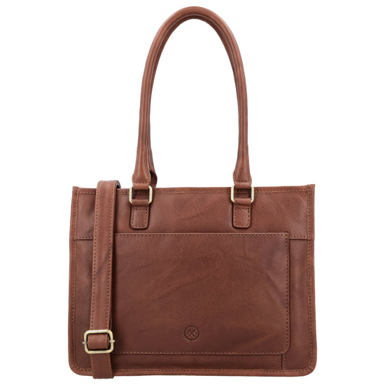 Schultertasche in Braun 21x30cm mit Reißverschluss - leder-accessoires.com