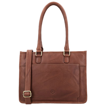 Schultertasche in Braun 21x30cm mit Reißverschluss - leder-accessoires.com
