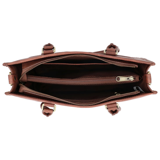 Schultertasche in Braun 21x30cm mit Reißverschluss - leder-accessoires.com