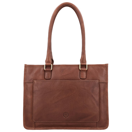 Schultertasche in Braun 21x30cm mit Reißverschluss - leder-accessoires.com
