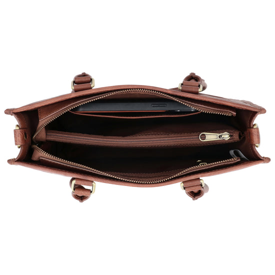 Schultertasche in Braun 21x30cm mit Reißverschluss - leder-accessoires.com