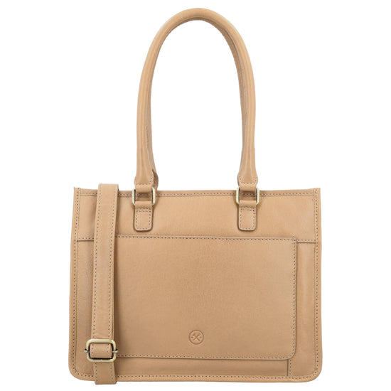 Schultertasche in Beige 21x30cm mit Reißverschluss - leder-accessoires.com