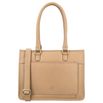 Schultertasche in Beige 21x30cm mit Reißverschluss - leder-accessoires.com