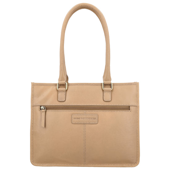 Schultertasche in Beige 21x30cm mit Reißverschluss - leder-accessoires.com