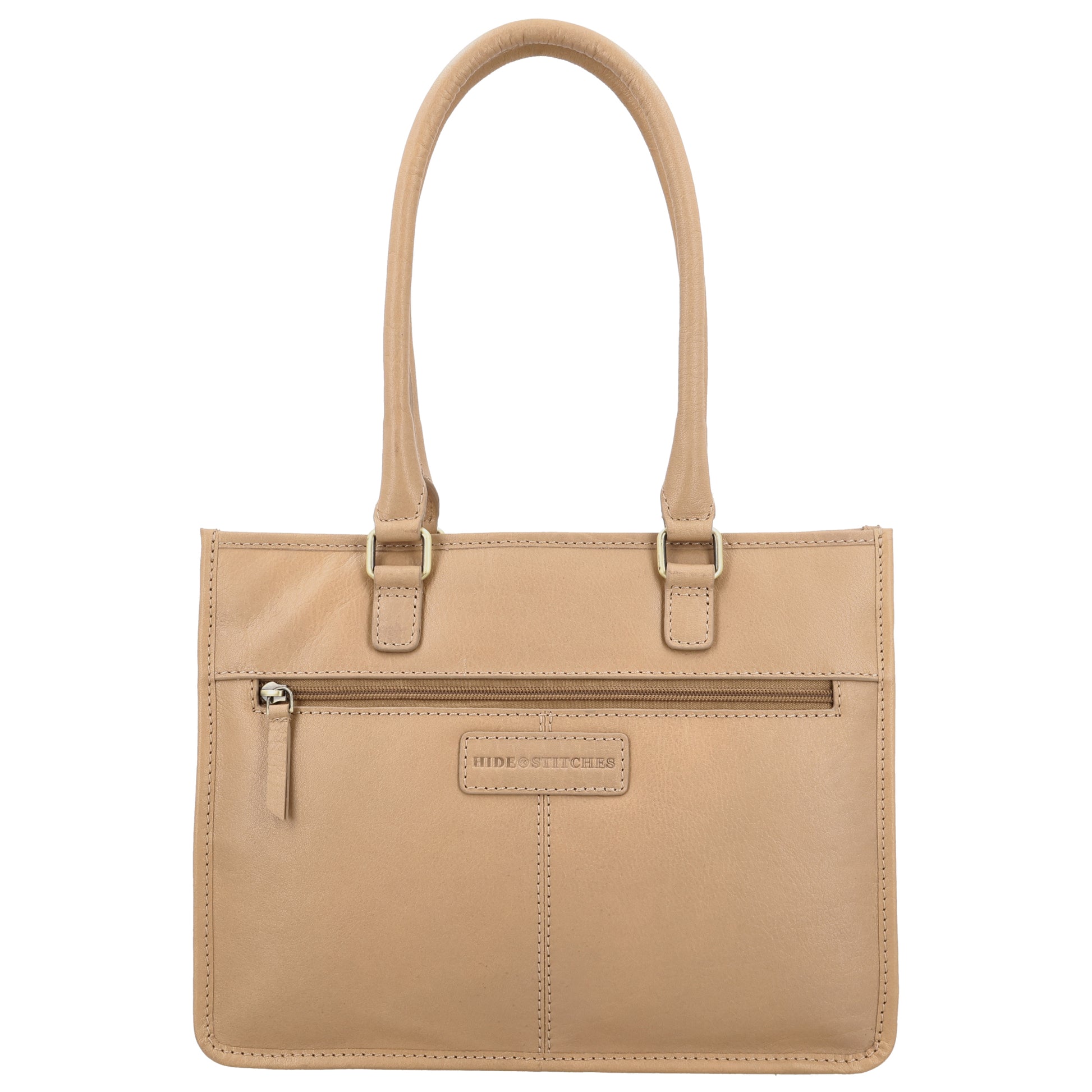 Schultertasche in Beige 21x30cm mit Reißverschluss - leder-accessoires.com