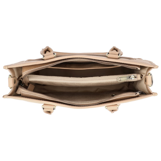 Schultertasche in Beige 21x30cm mit Reißverschluss - leder-accessoires.com