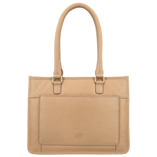 Schultertasche in Beige 21x30cm mit Reißverschluss - leder-accessoires.com