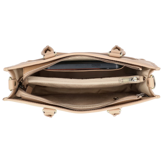 Schultertasche in Beige 21x30cm mit Reißverschluss - leder-accessoires.com