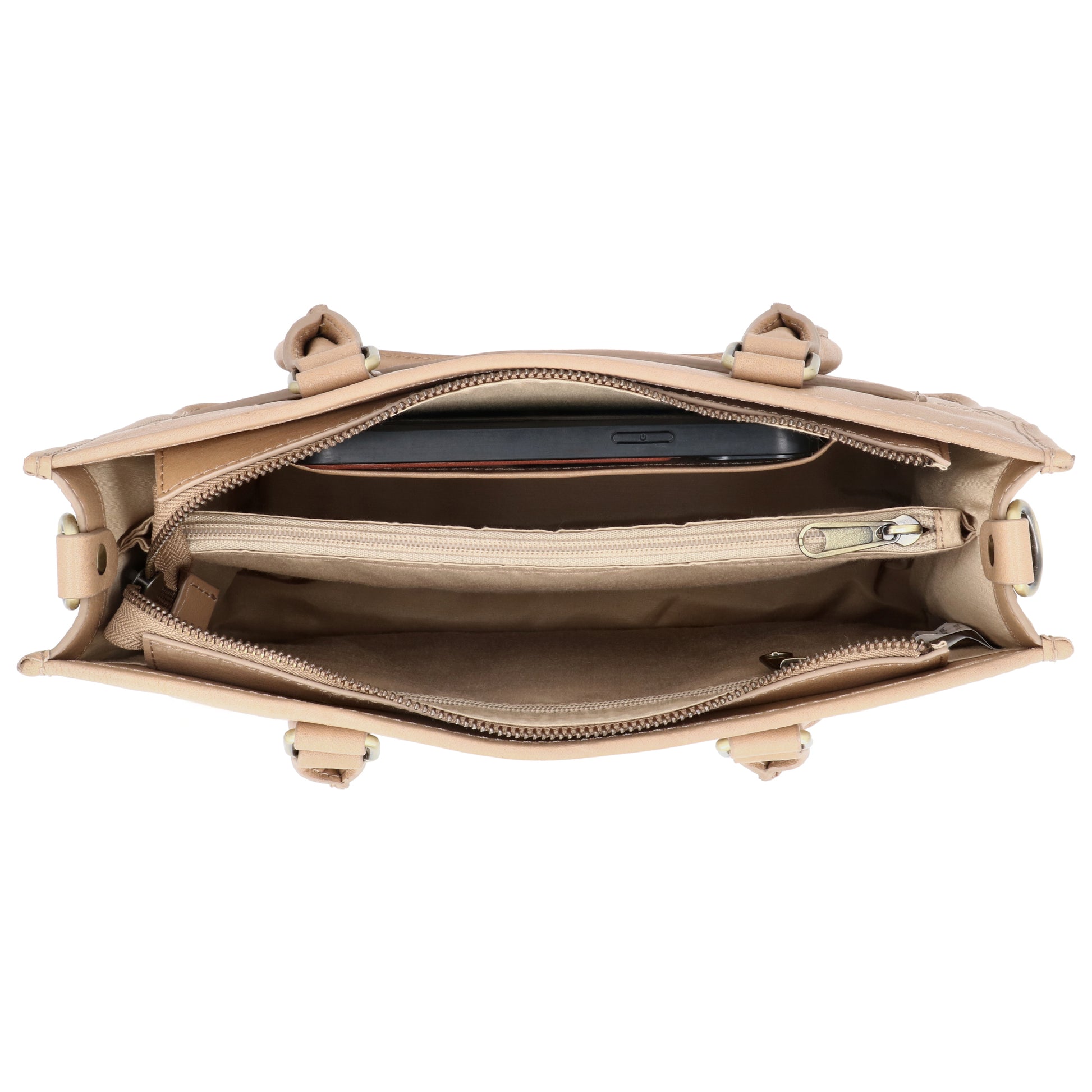 Schultertasche in Beige 21x30cm mit Reißverschluss - leder-accessoires.com