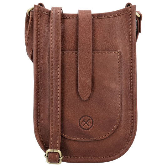 Handytasche Leder 17x12x4cm in Braun mit Lasche