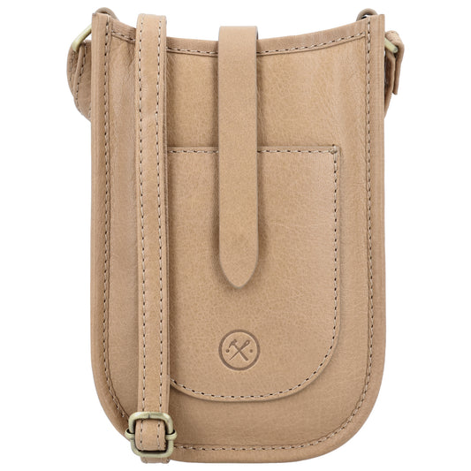 Handytasche Leder 17x12x4cm in Sand mit Lasche