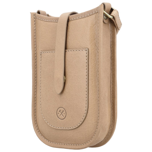 Handytasche Leder 17x12x4cm in Sand mit Lasche