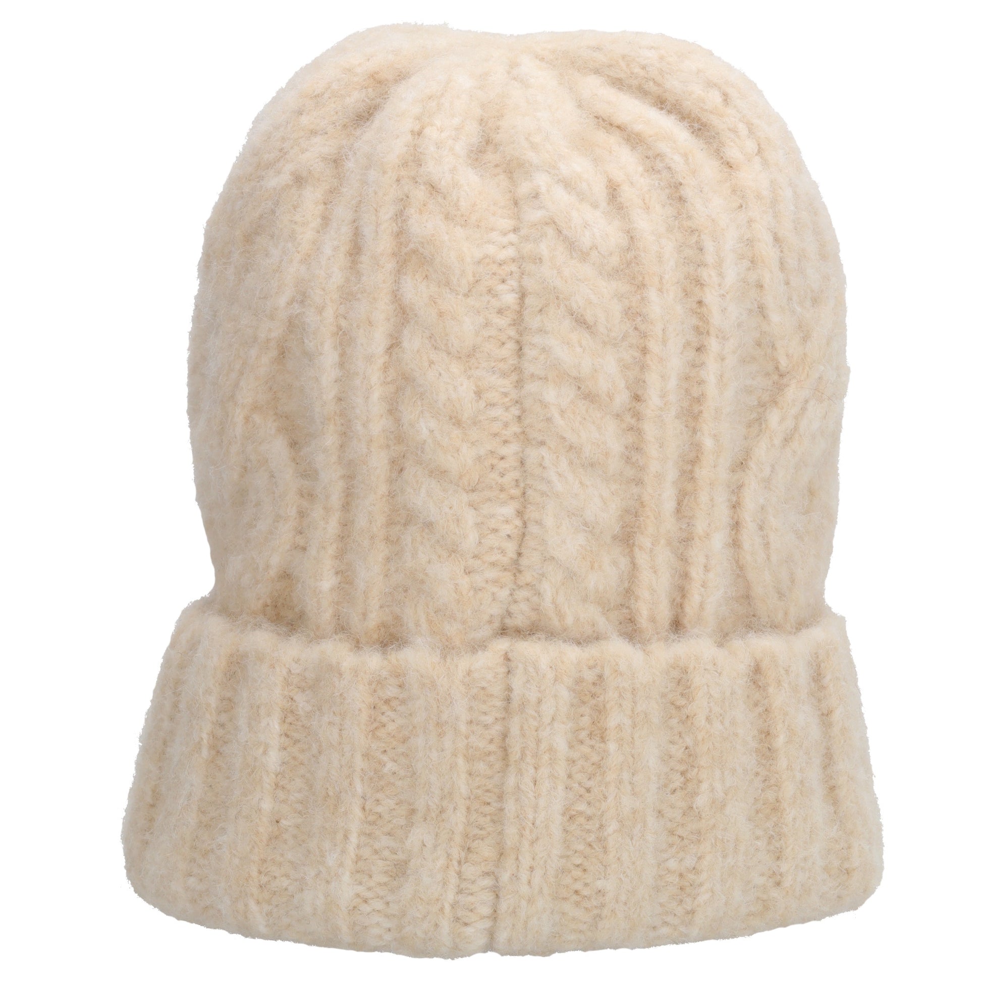 Wintermütze Beige 23x23cm mit Zopfmuster - leder-accessoires.com