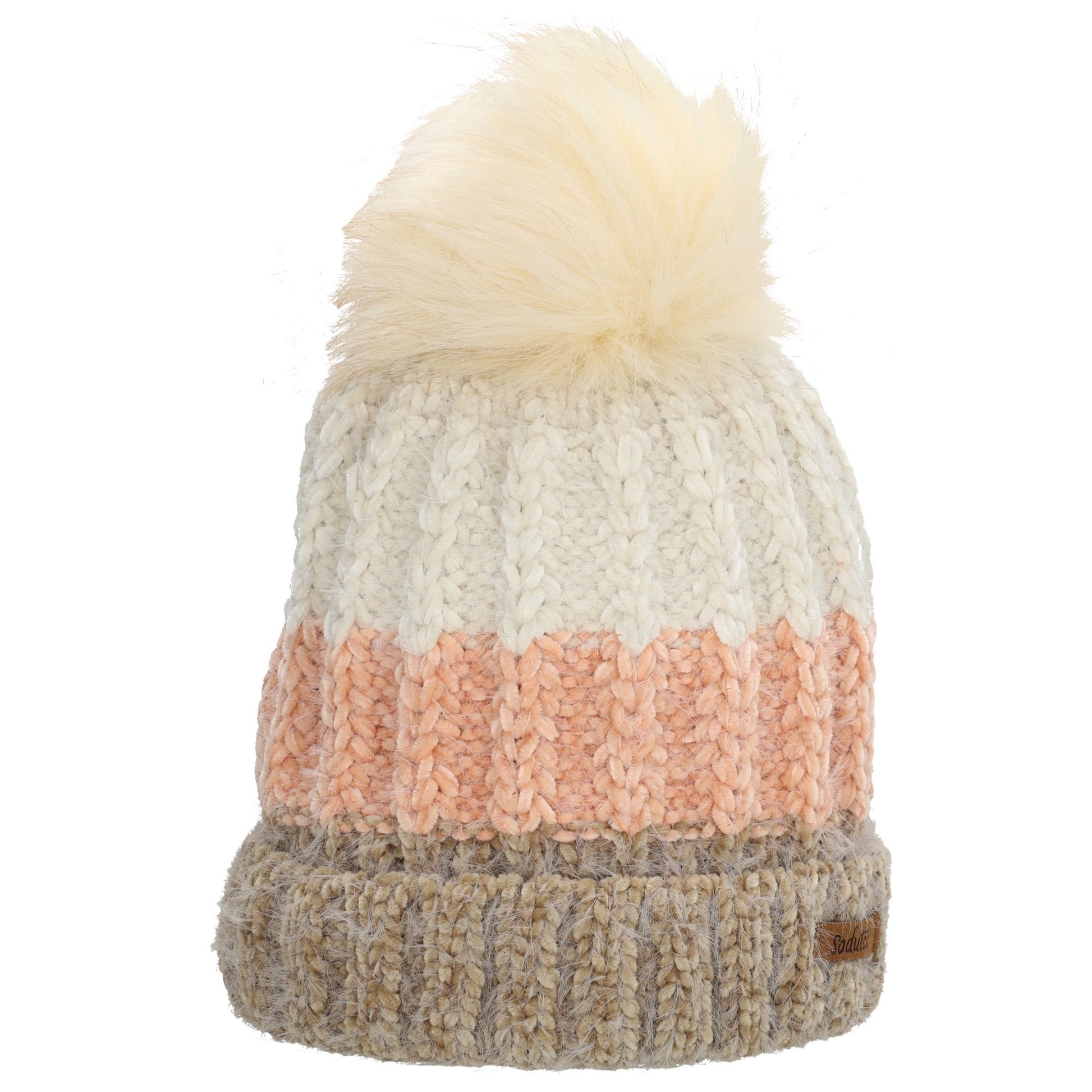Wintermütze Rosa 24x21cm mit grobem Strickmuster - leder-accessoires.com