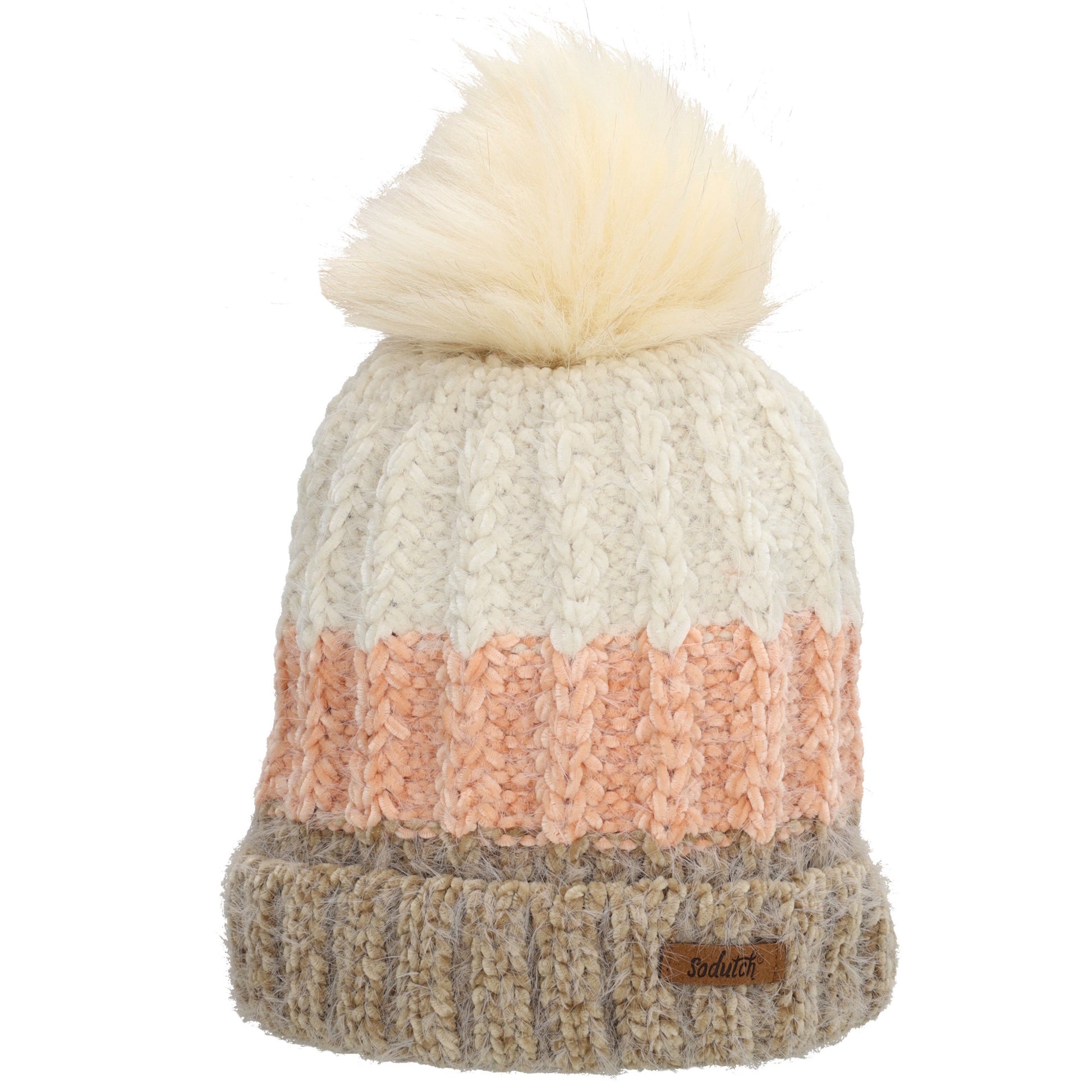 Wintermütze Rosa 24x21cm mit grobem Strickmuster - leder-accessoires.com