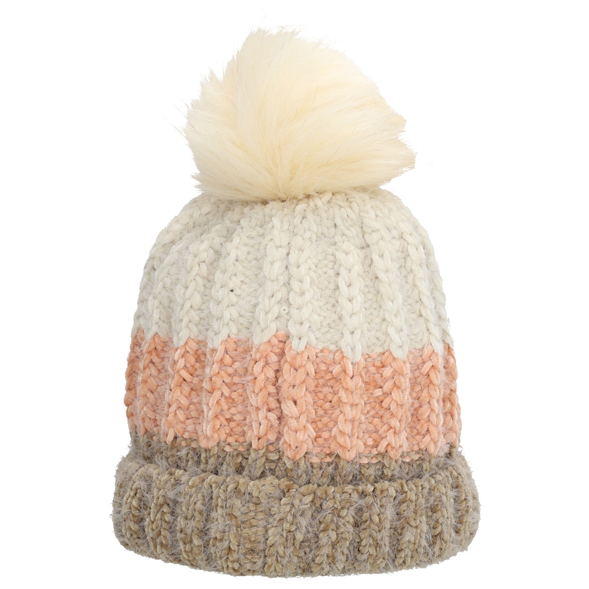 Wintermütze Rosa 24x21cm mit grobem Strickmuster - leder-accessoires.com
