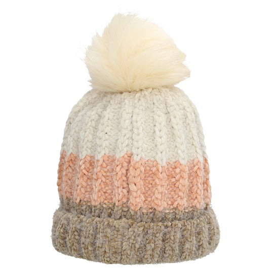 Wintermütze Rosa 24x21cm mit grobem Strickmuster - leder-accessoires.com