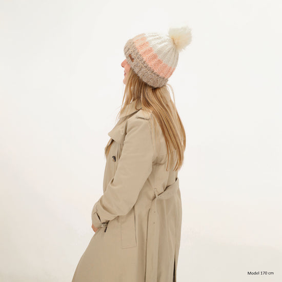 Wintermütze Rosa 24x21cm mit grobem Strickmuster - leder-accessoires.com