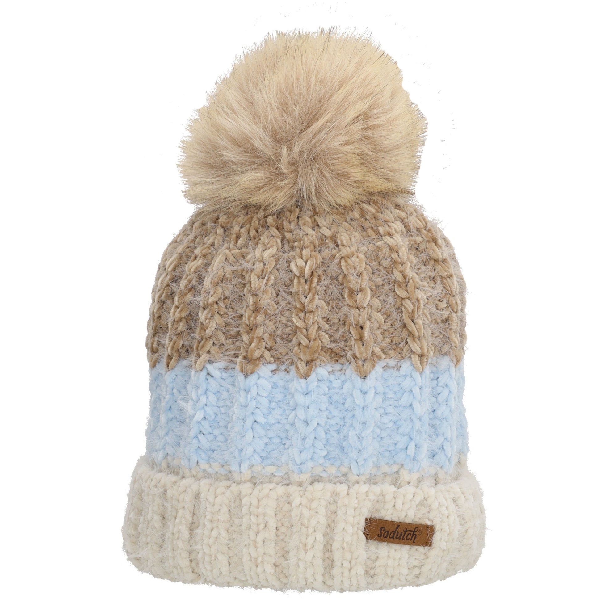 Wintermütze Minze 24x21cm mit grobem Strickmuster - leder-accessoires.com