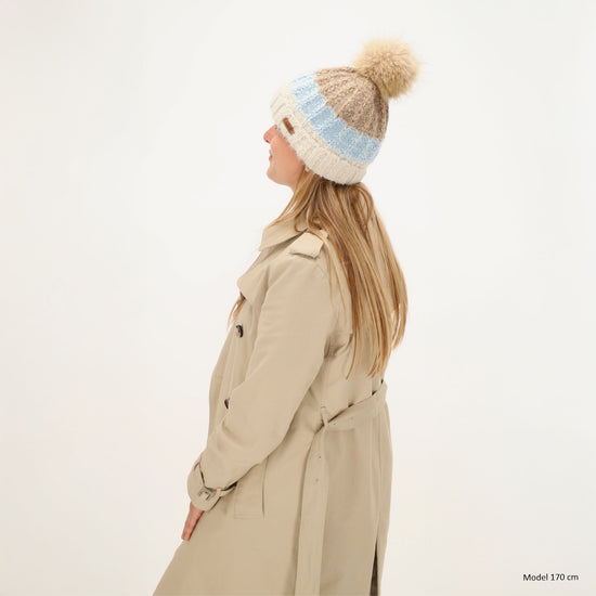 Wintermütze Minze 24x21cm mit grobem Strickmuster - leder-accessoires.com