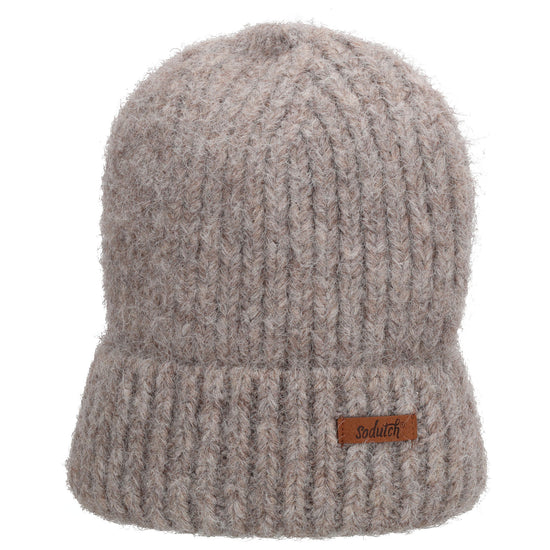 Wintermütze Taupe 22x22cm mit Rippmuster - leder-accessoires.com