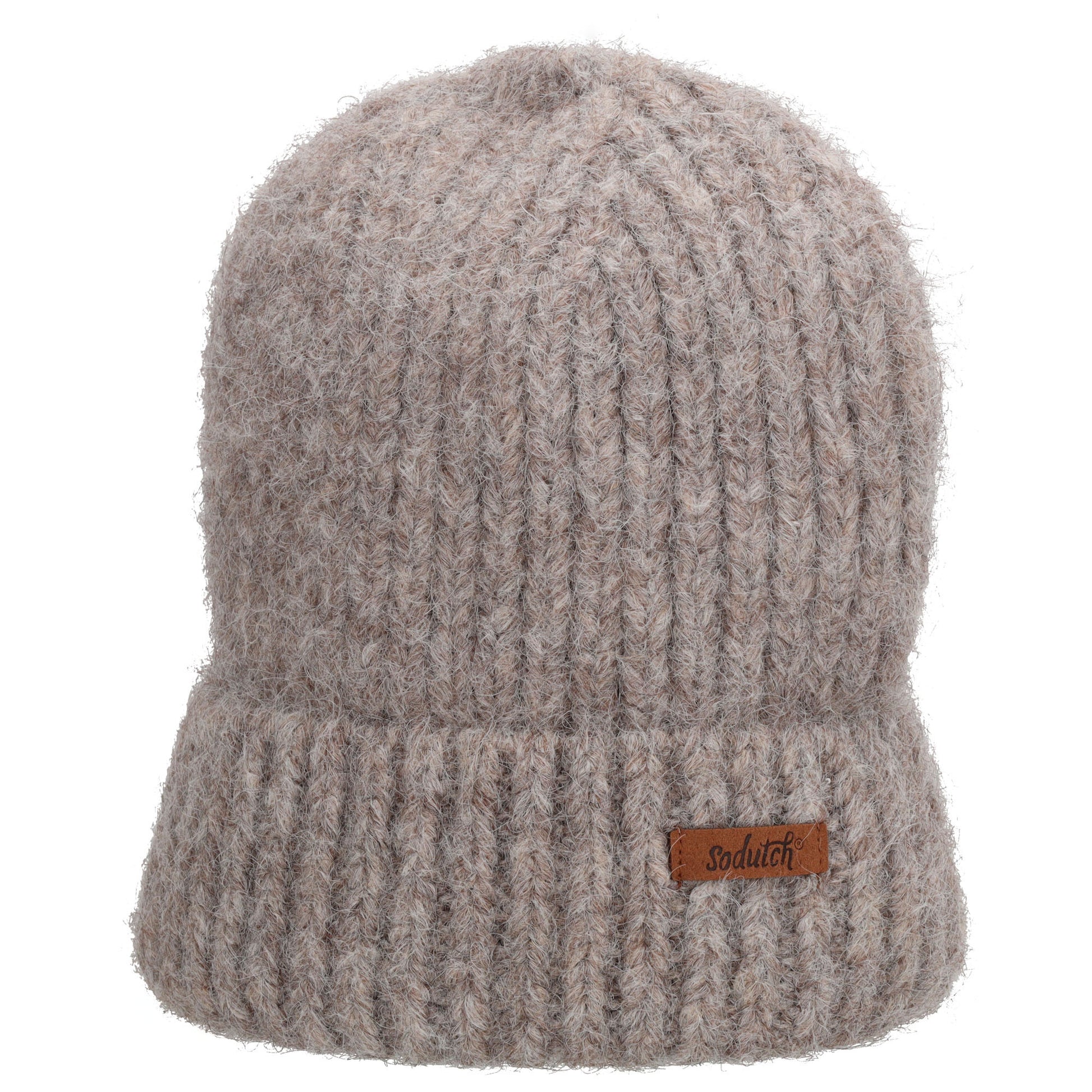 Wintermütze Taupe 22x22cm mit Rippmuster - leder-accessoires.com