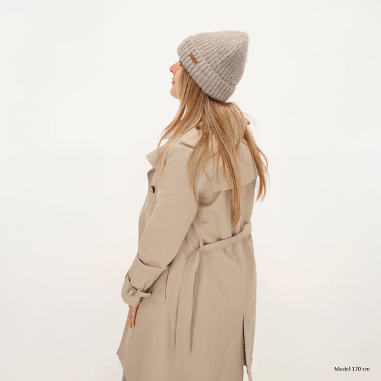 Wintermütze Taupe 22x22cm mit Rippmuster - leder-accessoires.com