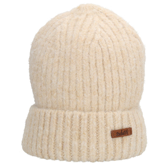 Wintermütze Beige 22x22cm mit Rippmuster - leder-accessoires.com