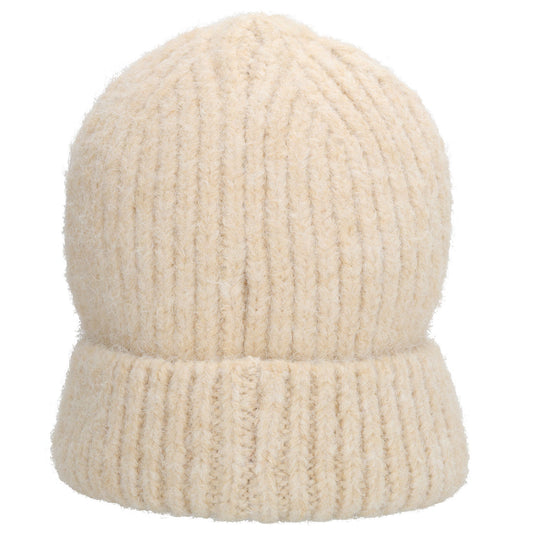 Wintermütze Beige 22x22cm mit Rippmuster - leder-accessoires.com