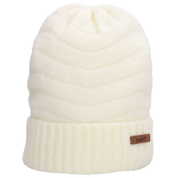 Wintermütze Weiß 22x21cm mit welligem Strickmuster - leder-accessoires.com