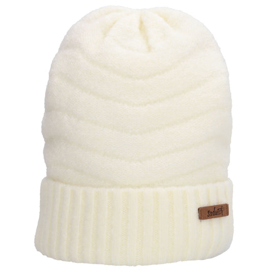 Wintermütze Weiß 22x21cm mit welligem Strickmuster - leder-accessoires.com
