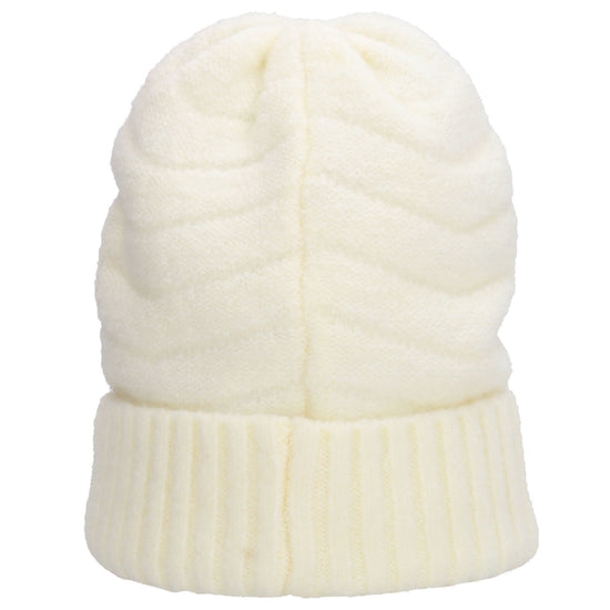 Wintermütze Weiß 22x21cm mit welligem Strickmuster - leder-accessoires.com
