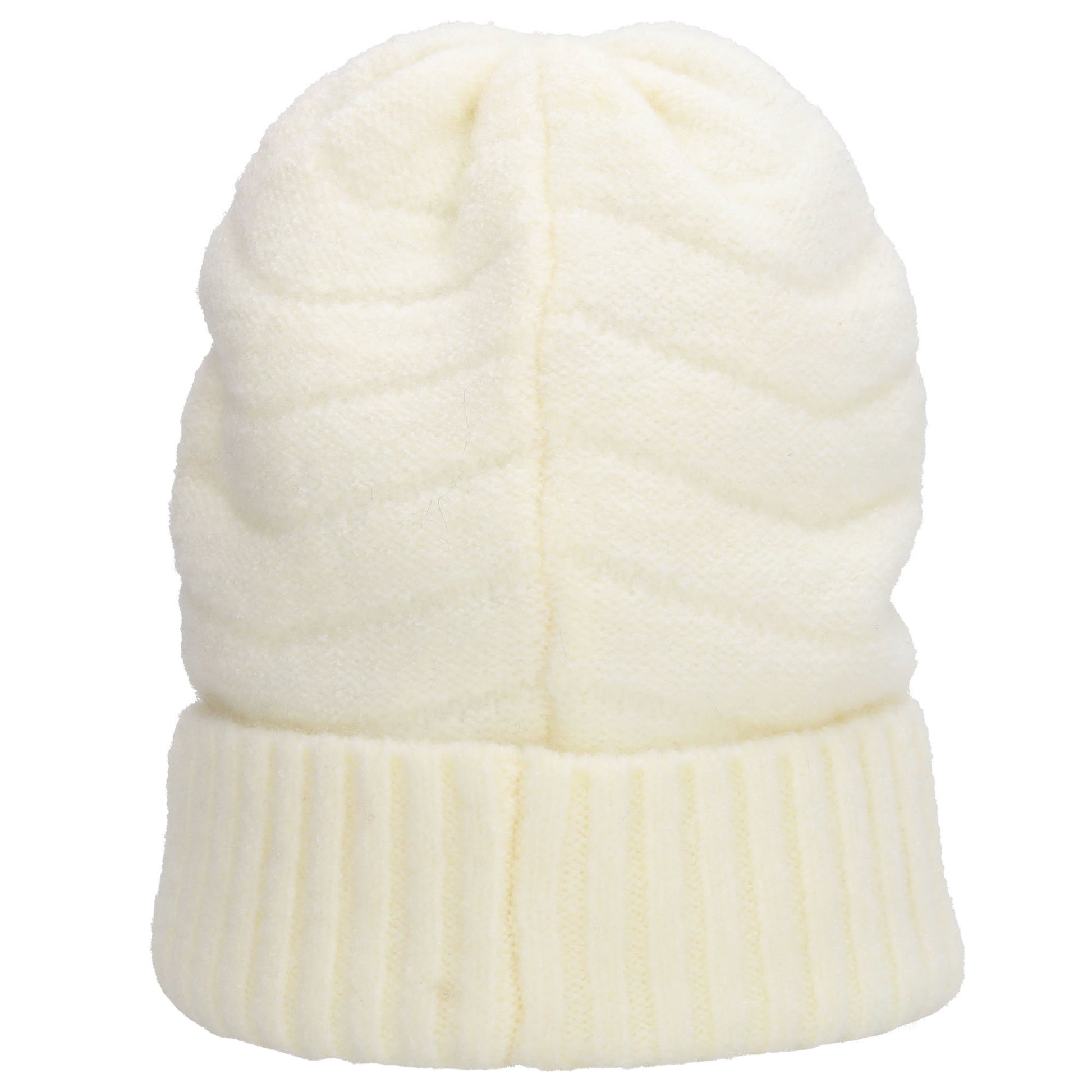 Wintermütze Weiß 22x21cm mit welligem Strickmuster - leder-accessoires.com