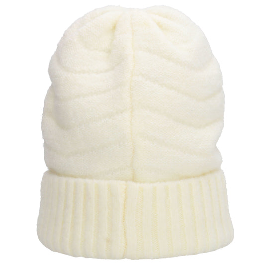 Wintermütze Weiß 22x21cm mit welligem Strickmuster - leder-accessoires.com
