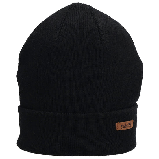 Herren-Wintermütze Schwarz 22x21,5cm mit Strickmuster und Fleecefutter - leder-accessoires.com
