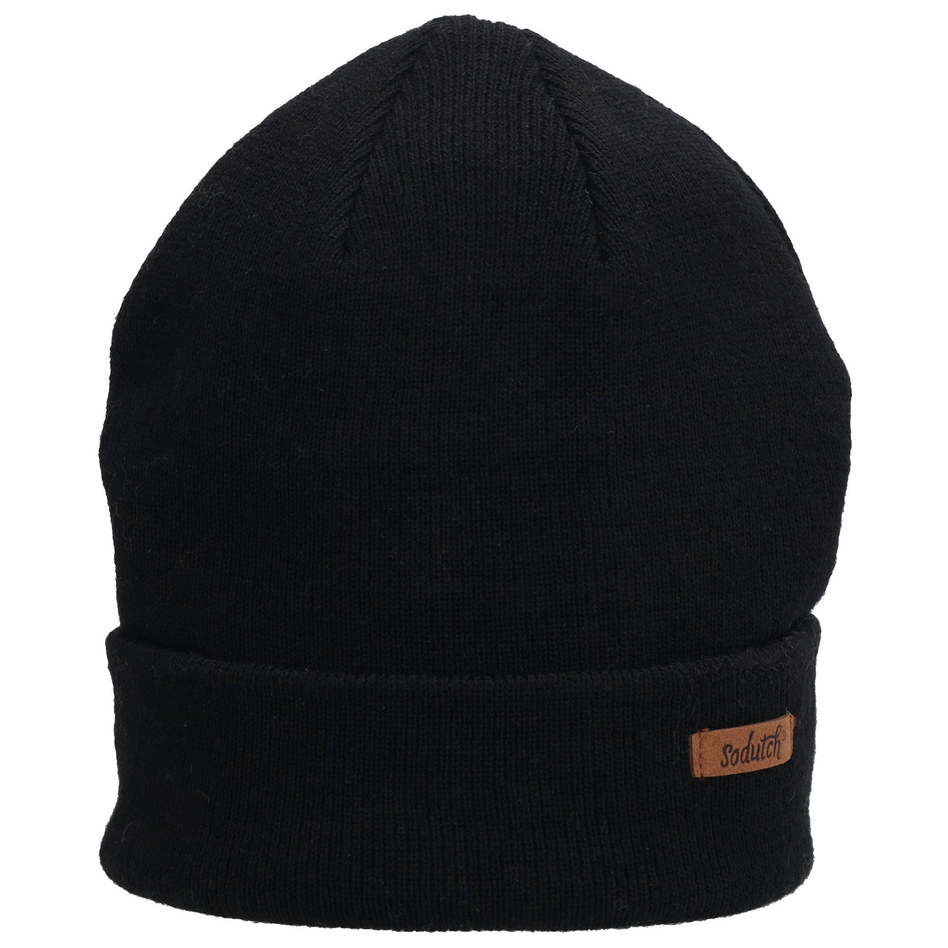 Herren-Wintermütze Schwarz 22x21,5cm mit Strickmuster und Fleecefutter - leder-accessoires.com