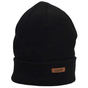 Herren-Wintermütze Schwarz 22x21,5cm mit Strickmuster und Fleecefutter - leder-accessoires.com