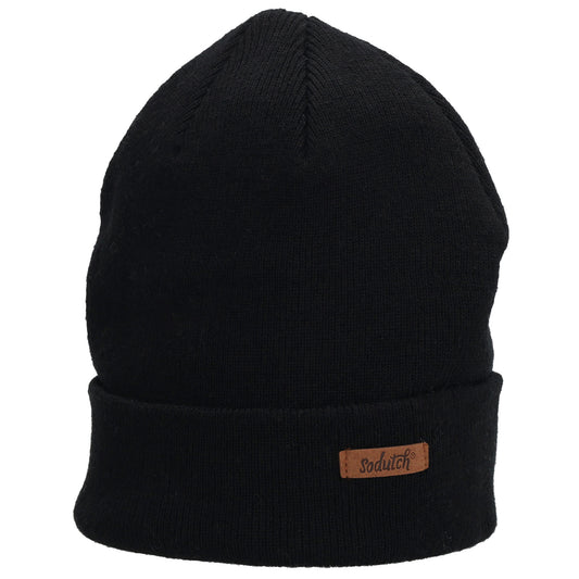 Herren-Wintermütze Schwarz 22x21,5cm mit Strickmuster und Fleecefutter - leder-accessoires.com
