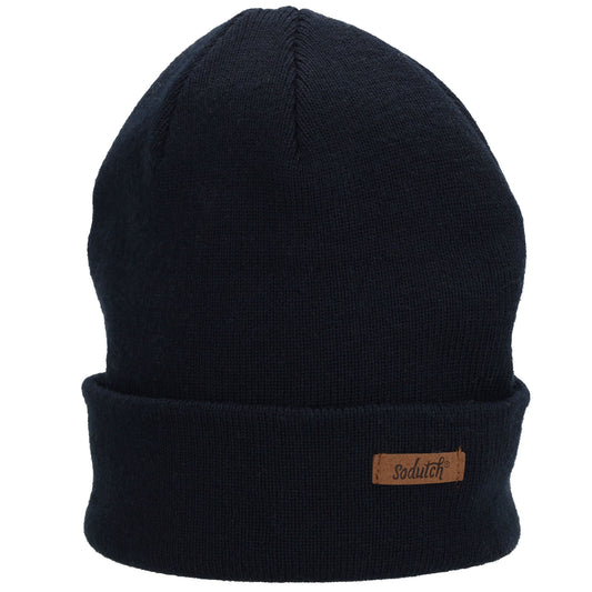 Herren-Wintermütze Marine 22x21,5cm mit Strickmuster und Fleecefutter - leder-accessoires.com