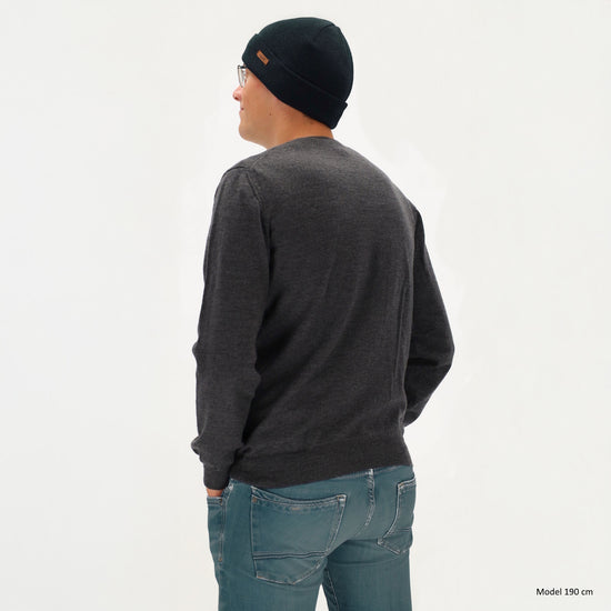 Herren-Wintermütze Marine 22x21,5cm mit Strickmuster und Fleecefutter - leder-accessoires.com