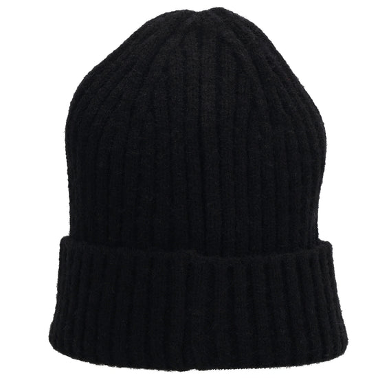 Wintermütze Schwarz 22x23,5cm mit Zopfmuster - leder-accessoires.com