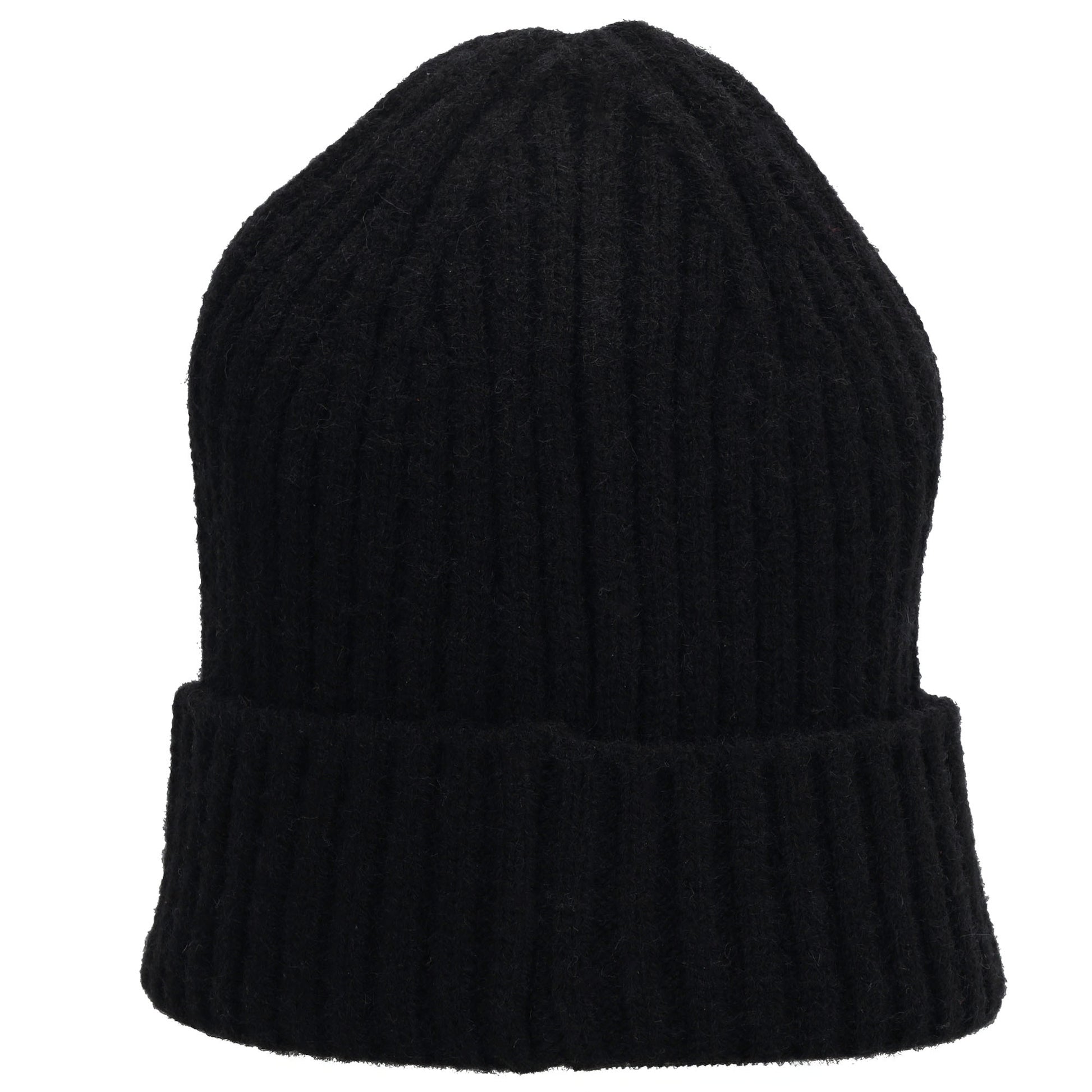 Wintermütze Schwarz 22x23,5cm mit Zopfmuster - leder-accessoires.com
